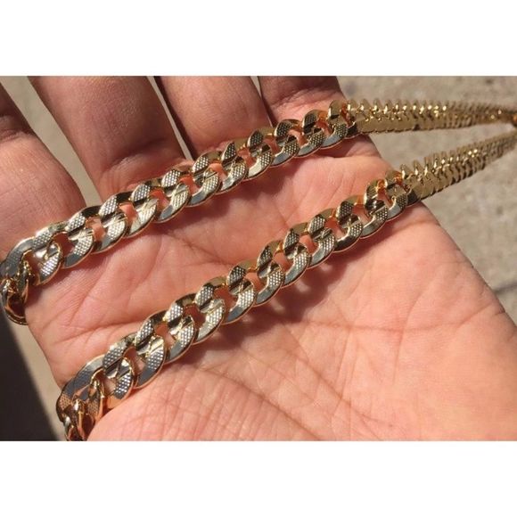 Real 14k Gold chain Necklace Miami Cuban Link 6mm-9mm 8 Cuban Link Gold Chain 14K Stamped Diamond Cut 30”